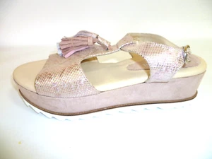 41 7,5 Alba Moda Sandalen Sandalette Wedge Plateau Schuhe Leder rose - Bild 1 von 3