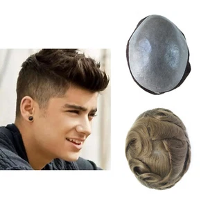 Mens Human Hair Replacement System Ultra Thin Skin 0.03~0.04mm V Loop CNG Brown - Picture 1 of 22