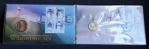 FDC PDC Australia Pair 100 Years Commonwealth Lighthouses One Dollar Coins 2015 - Picture 1 of 9