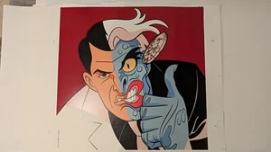 BATMAN ANIMATED WARNER BROTHERS SQUARE FACE LITHOGRAPH 1996 TWO FACE - Picture 1 of 2