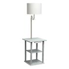 Simple Designs 57" Modern 2 Tier Floor Lamp With 2X Usb 1X Outlet - Gray