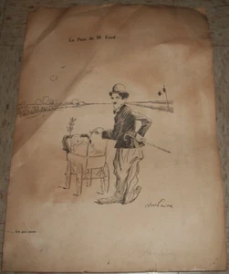 Pencil signed Abel Faivre Print 157/250 LA PAIX DE M. FORD Charlie Chaplin 17x12 - Picture 1 of 11