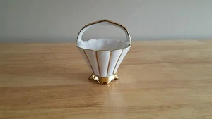 Vintage White Sugar Bowl w/ Gold Trims - Picture 1 of 4