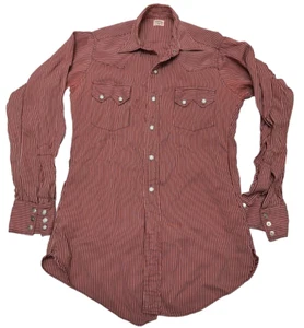 Vintage Pearl Snap Western Mens Shirt Perfecto by Rice Stix Striped Rayon Small - Picture 1 of 8