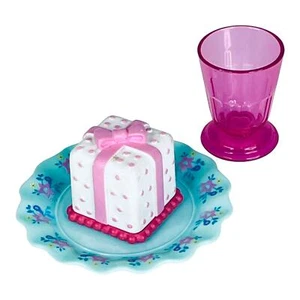 American Girl BIRTHDAY PARTY SET Gift Cake Plate Tumbler Glass Toy Accessories - Picture 1 of 5