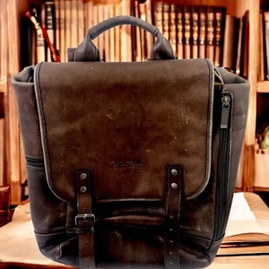 Kenneth Cole Reaction Brown Leather Backpack Laptop Bag Satchel Academia Read - Picture 1 of 24