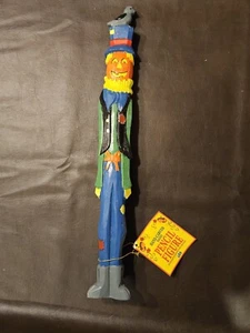 Vintage Hand Carved Standing Wooden Pencil Scarecrow Figurine. New Creative Ent - Picture 1 of 5