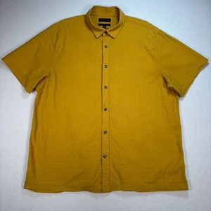 Banana Republic Shirt Men's 2XL Mustard Yellow Seersucker Cotton Slim Button Up - Picture 1 of 11