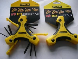 stanley Set Triangolo Chiave Esagonale SAE x2 9 Pezzi Esagono da 7/64" a 1/4" per Borsa Dewalt - Foto 1 di 2