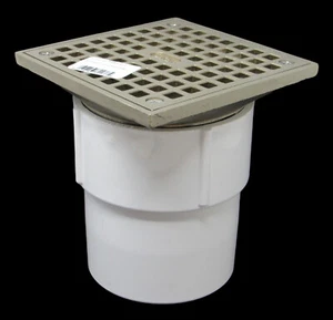 NEW Oatey 72237 ADJUSTABLE DRAIN PVC 3" Pipe 4" Hub w/ 5" Square Nickel Strainer - Picture 1 of 8