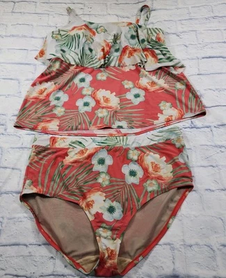 Swim By Cacique MUJER 18 Cintura Alta Tankini Top Bikini Traje de Baño Rosa Floral  Foto 1 de 4