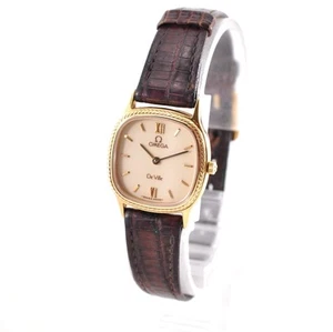 OMEGA De Ville 1375 Cuarzo Analógico Cuadrado Oro Reloj Mujer Batería Nueva w... - Imagen 1 de 13