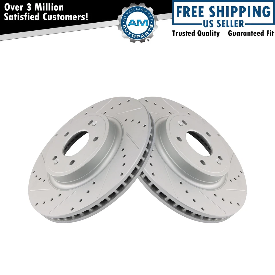 Juego de rotores de freno delanteros Performance Premium recubiertos en G ranurados para Genesis Kia Foto 1 de 4