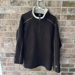 Suéter Pullover Kuhl Para Hombres XL Marrón Mezcla de Lana Sherpa Forrado Cuarto Cremallera Exterior - Imagen 1 de 4