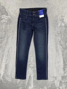 Apt. 9 Jeans Mujer Cortos 6S Azul Recto Control Abdomen Rayas Metálicas Elásticas - Imagen 1 de 12