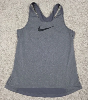 Camiseta sin mangas Nike Pro Dri-Fit Cool Swoosh Logo espalda deportiva gris 725489-021 grande para mujer Foto 1 de 4