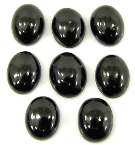 20.10 Ct Natural Black Onyx Loose Gemstone Cabochon 8 Pcs Stone Lot - 29162 - Picture 1 of 2