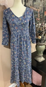 White Stuff Retro Blumen Stufen V-Ausschnitt Baumwolle Midikleid Größe 6 - Bild 1 von 9