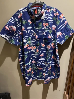 Camisa manga flamenca estampado hawaiano D555 para hombre Foto 1 de 4