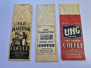 Old Plantation And UHG Coffee Bags Lot 3 Advertising Terre Haute Indiana Ads - Picture 1 of 17