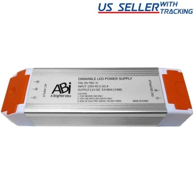 ABI 12V 5A 60W Power Supply Driver TRIAC Dimmable Transformer for LED Lights - Image 1 of 3