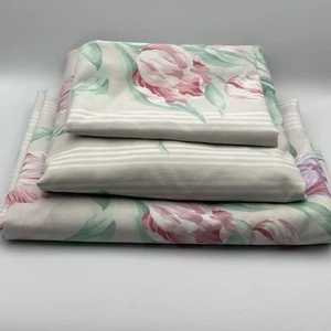 Martex Twin Laken SET Rosa Tulpe Rose Flach Spannkissenbezug Vintage 80er - Bild 1 von 13