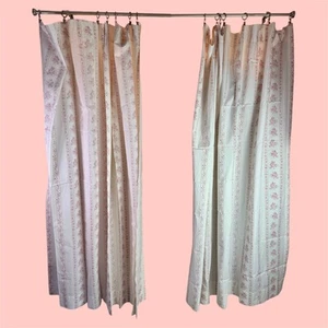 Simply Shabby Chic 2 Panels 58" x 60" 100% Cotton White Pink Floral Curtains - Picture 1 of 7