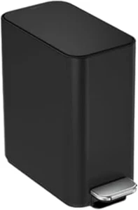 Cubo de basura delgado para baño con tapa cubo de basura pequeño de acero inoxidable de 5L - Imagen 1 de 12