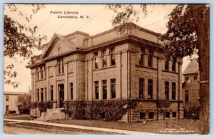 1920's PUBLIC LIBRARY CANASTOTA NEW YORK ALBERTYPE POSTCARD - Picture 1 of 2