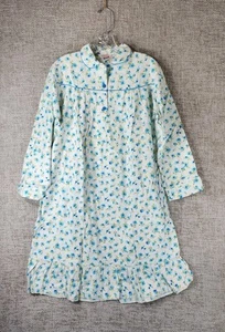 Vintage 20th Century All Cotton Flanell Walzer Nachthemd Damen M blau geblümt NEU - Bild 1 von 13