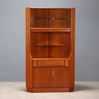 Vintage Corner Cabinet Design Teak Veneer Italy 1960s Original - Image 1 of 4