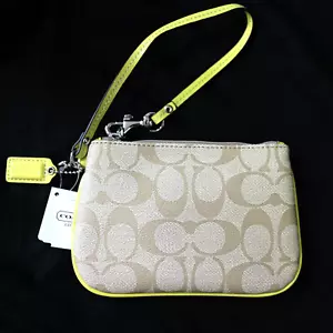 NWT Coach Signature PVC Small Wristlet/Pouch 47345 Silver Hardware NEW - Picture 1 of 5