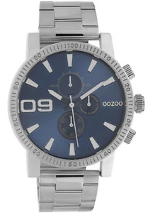 Oozoo Reloj Hombre con Correa de Eslabones de Acero Inoxidable 45 MM Color Plata / Azul C10705 - Imagen 1 de 4