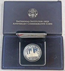 1996 P SMITHSONIAN INSTITUE $1 SILVER DOLLAR PROOF COMMEMORATIVE BOX - Picture 1 of 3