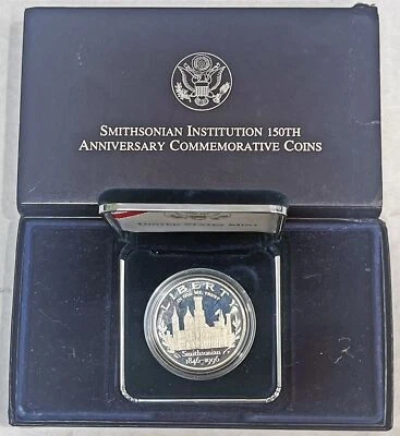 1996 P SMITHSONIAN INSTITUE $1 SILVER DOLLAR PROOF COMMEMORATIVE BOX - Image 1 of 3