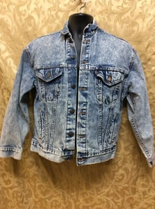Levis Blue Acid Wash Denim Jean Trucker Jacket M-L USA Vintage cowboy ride 90s - Picture 1 of 11