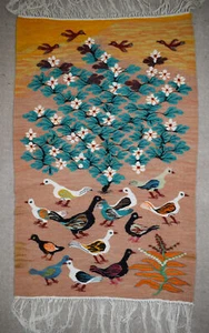 Egyptian Hand Woven Tapestry Wall Hanging-Folk Art Egypt-Wool Kilim Rug- 2.8 FT - Picture 1 of 16