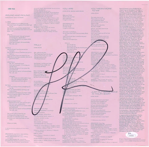 Lionel Richie Autographed Lionel Richie Album JSA Cover