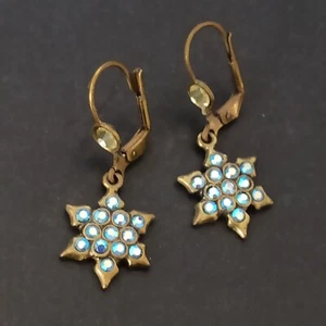 Star of David Earrings Michal Negrin Blue AB Sparkly Crystals Israel Gift Deco - Picture 1 of 11