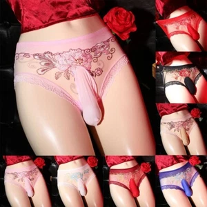 Sissy Hombres Ropa Interior Bragas Encaje Talla Única Bolsa Sexy Transparente Pantalones Cortos Tanga - Imagen 1 de 47