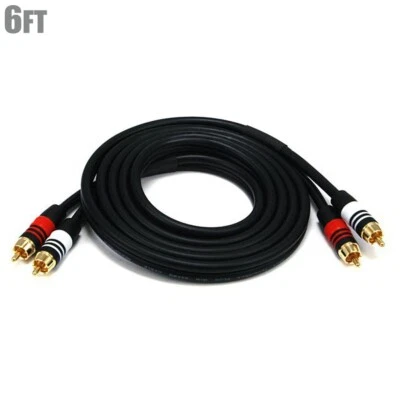 6 FT 2 RCA Audio Cable 2 Male to 2 Male Gold Plugs M/M Composite RCA Cable 6' - Image 1 of 2