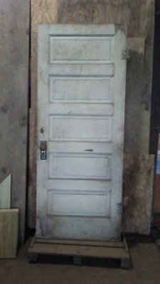 Salvaged Interior Wood Wooden Door 5 Panels *For Restoration* - Image 1 of 4
