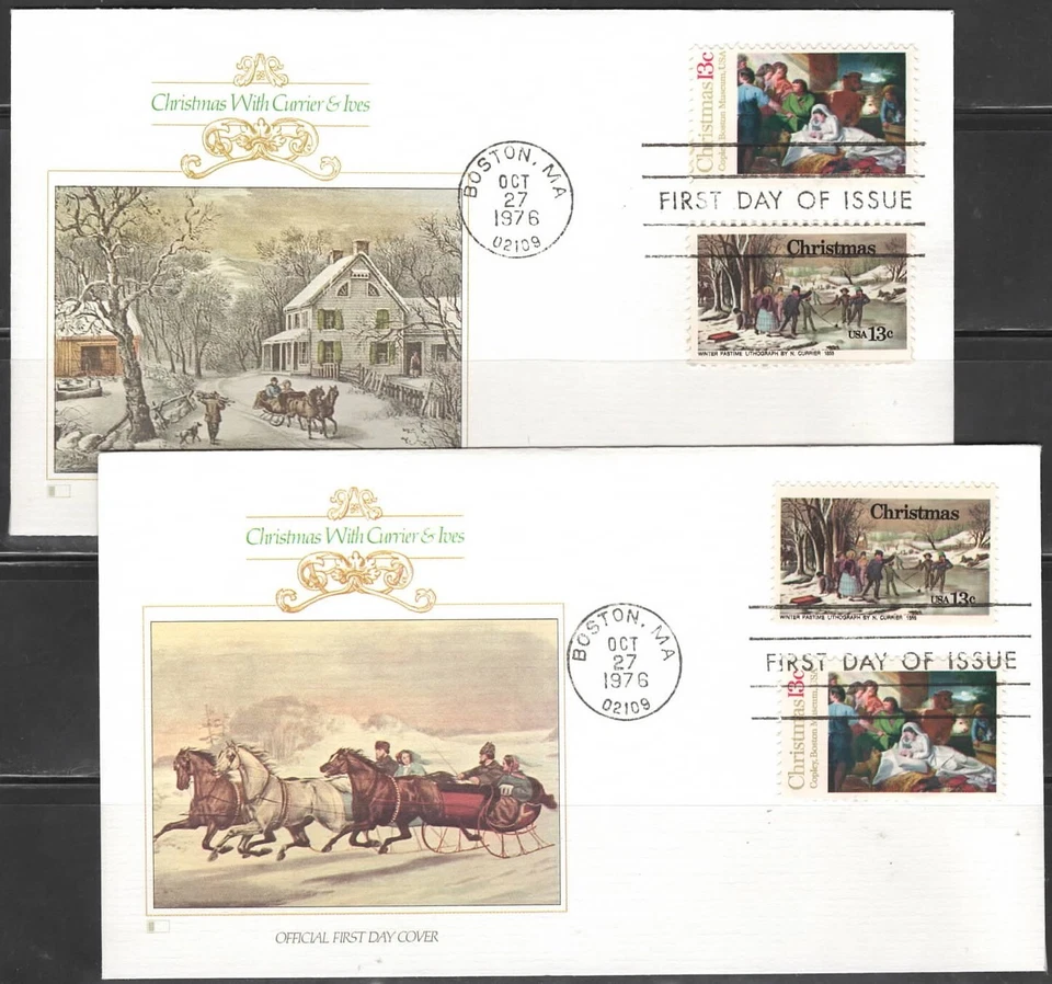 US Scott #1701 & 1702 First Day Covers with "Currier & Ives" prints. - Image 1 of 1