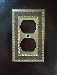 Brass Outlet Cover Liberty Hardware Vintage 2-gang Woodgrain Accent Electrical - Picture 1 of 2