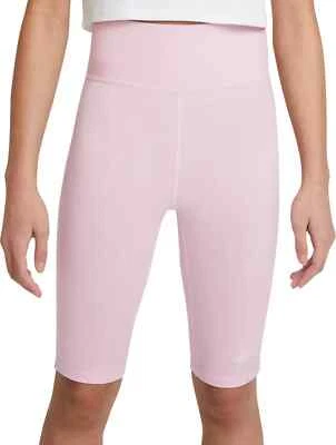 Nike Youth Girls Sportswear High-Rise Biker Shorts In Foam Pink/White - Image 1 of 4