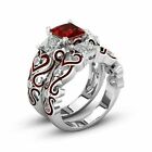Couple His Stainless Set Band Steel Red Wedding & CZ Hers LoverRings Engagement