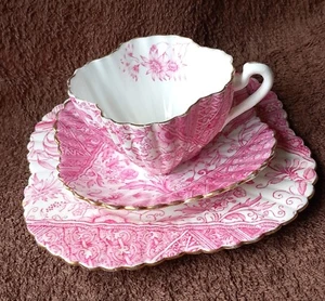 Shelley Foley Wileman Alexandra Shape Dolly Varden Cup Saucer Plate Trio c.1887 - Picture 1 of 12