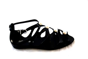 NEW 31515 KL+MELISSA VIOLATTA AD PEARL 01003 BLACK GLADIATOR MSRP $130.00 Size 5 - Afbeelding 1 van 5
