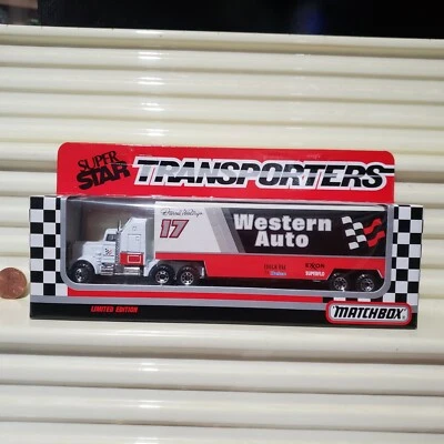 Matchbox #17 DARRELL WALTRIP WESTERN AUTO 1991 CY104 Super Star Transporter NIBx - Image 1 of 4