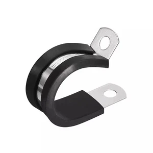15Pc 13/16" Cable Clamp R Shape Stainless Steel Rubber Cushioned Pipe Strap 20mm - Picture 1 of 4